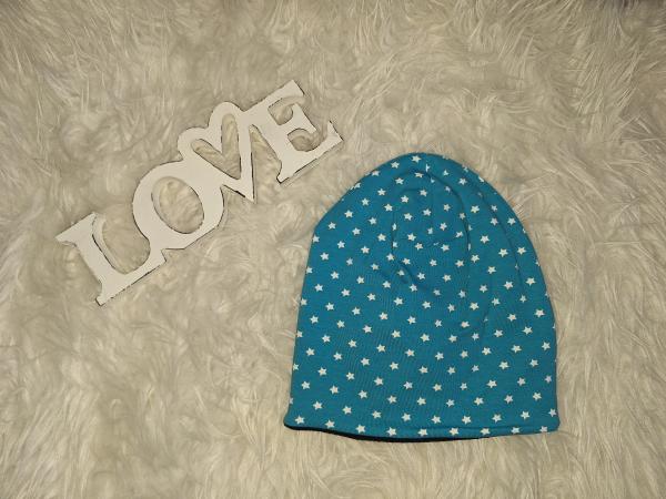 Beanie Kopfumfang 46-48cm "Sternchen türkis"
